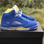 Image result for Jordan 5 Retro S Bluw and Yellow