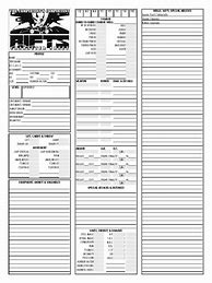 Image result for Rifts Printable Character Sheet