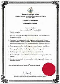 Image result for Certificate of Good Standing Example UK
