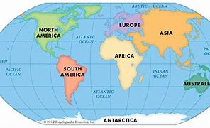 Image result for A Map Showing the Continents