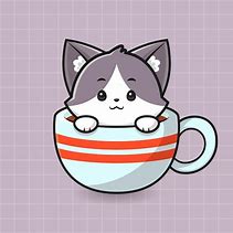 Image result for Cat with Coffee Mug Cartoon