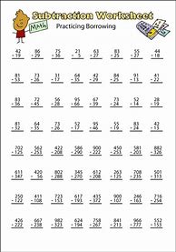 Image result for 4 Digit Subtraction Worksheets with Borrowing