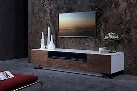 Image result for Walnut and White Small TV Stand