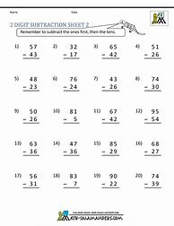 Image result for Subtraction Worksheets 2-Digit Numbers for Grade 1