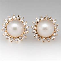 Image result for 14K Gold Pearl Diamond Clip Earrings