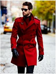 Image result for Red Peacoat Men