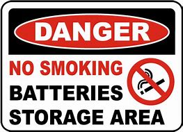 Image result for Battery Storage Area Sign