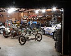 Image result for Home Garage with TV and Pro Stock Drag Car