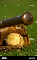 Image result for Wooden Baseball Bat and Glove
