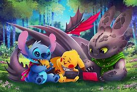 Image result for Toothless Pikachu and Stitch Phone Case