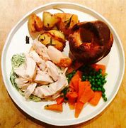 Image result for Roast Dinner Chicken and Yorkshire Pudding