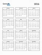 Image result for Calendar for Year 1816