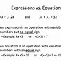 Image result for Mathematical Expression vs Equation