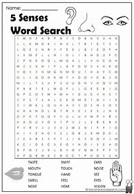 Image result for Five Senses Word Search