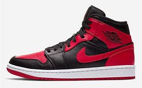 Image result for Jordan 1 Mid Red and Black