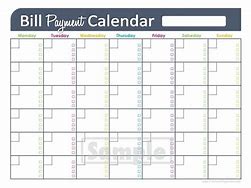 Image result for Bill Pay Calendar Template