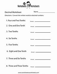 Image result for Practice Sheets Learning About Decimals 4th Grade