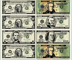 Image result for Printable Front and Back Play Money Dollars