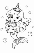 Image result for Mermaid with Unicorn Coloring Pages