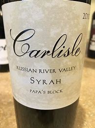 Image result for Carlisle Syrah Carlo's Ranch Russian River Valley
