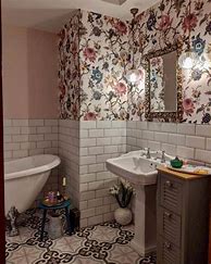 Image result for Flower Bathroom Wallpaper