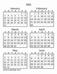 Image result for Free Calendar 1993