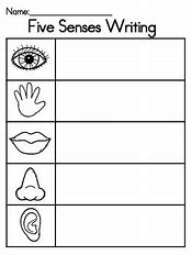 Image result for 5 Senses Writing Worksheet