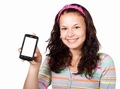 Image result for Lady Holding Phone and Happy