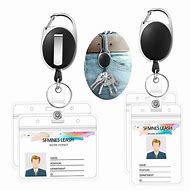 Image result for Double Carabiner Badge Holder Retractable