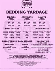 Image result for Bedding Fabric Yardage Chart