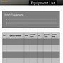 Image result for Equipment List Template in Excel