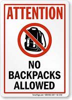 Image result for No Backpacks Sign