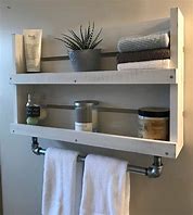 Image result for Bathroom Shelves with Towel Bar