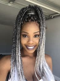 Image result for Box Braids with Gray Hair