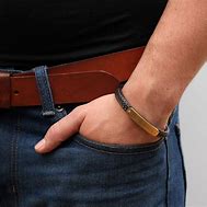 Image result for Leather and Gold Bracelet for Men