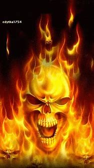 Image result for Green Fire Flames Skull with Guns