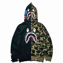 Image result for BAPE Color Camo Tiger Shark Wide Full Zip Double Hoodie
