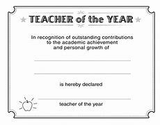 Image result for Teacher of the Year Award Certificate
