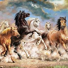 Eight Horses Galloping Across the Vast Plain Hand-painted - Etsy | Horse canvas painting, Wild horses running, Seven horses painting