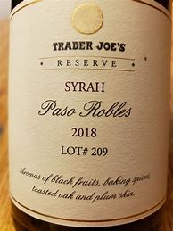 Image result for Trader Joe's Syrah Reserve Paso Robles