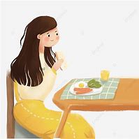 Image result for Girl Eating Breakfast Drawing