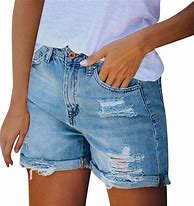 Image result for Ripped Denim Shorts