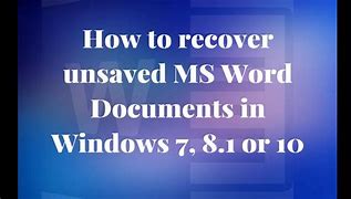 Image result for Unsaved Word Document Recovery Windows 10