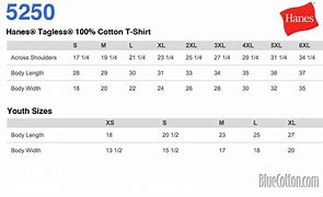 Image result for Hanes T-Shirt Size Chart