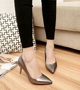 Image result for Black Tall Leather Stiletto Pumps