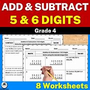 Image result for 6 Digit Addition and Subtraction Worksheets with Answers