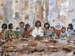 Image result for Art Jesus Breaking Bread