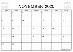 Image result for 11 2020 Calendar