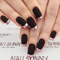 Image result for Matte Black Pattern Nails