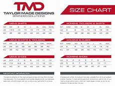 Size Chart Taylor Made Designs